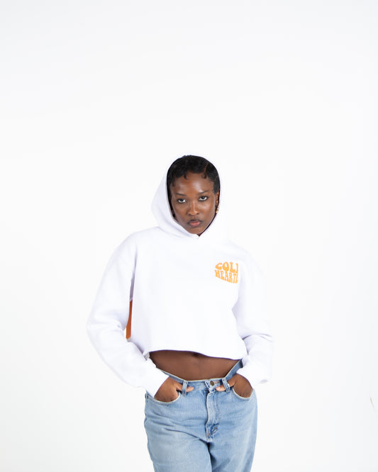 CH White Cropped Hoodie